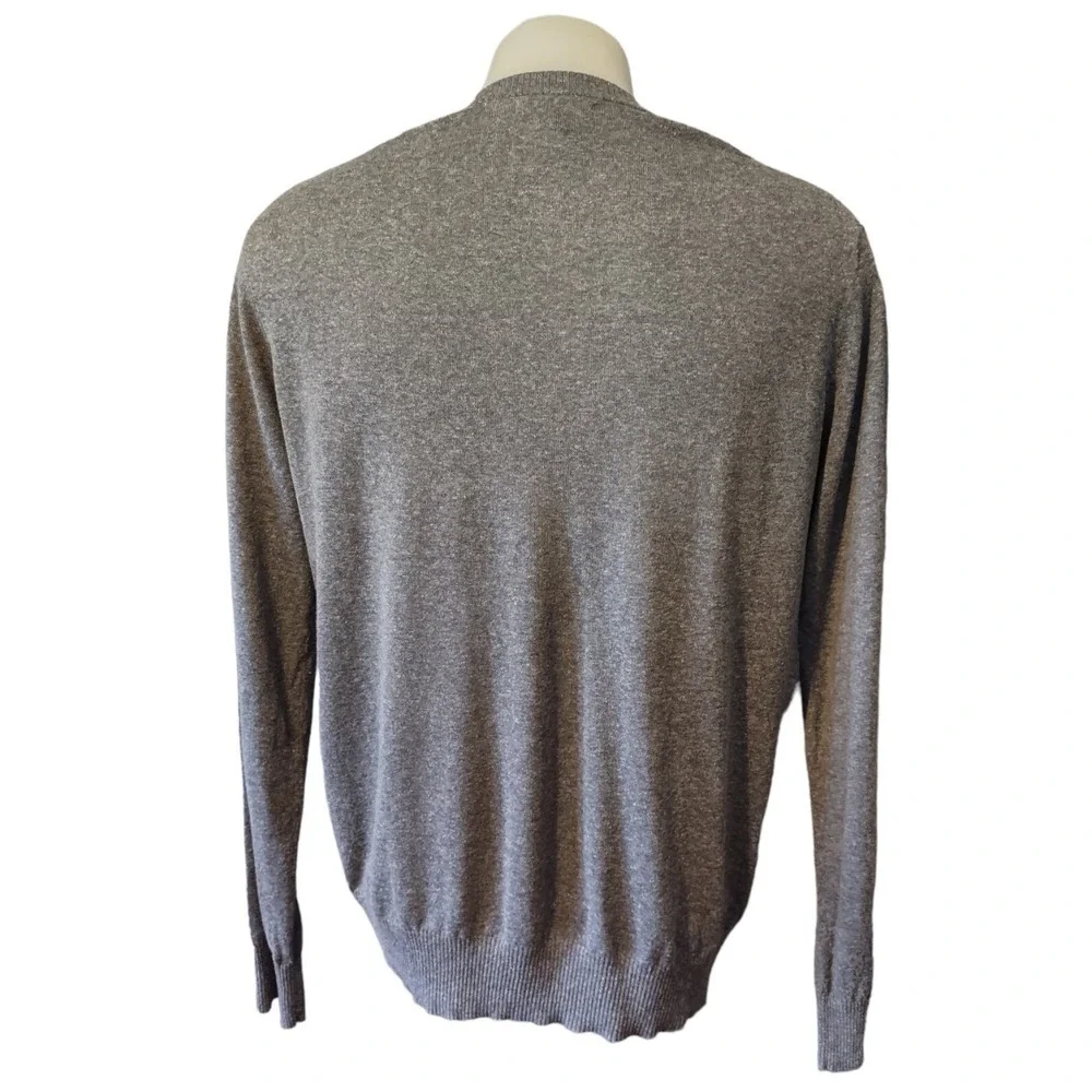 Banana Republic Sweater Men's L Silk Linen V-Neck Charcoal Gray Heather Classic